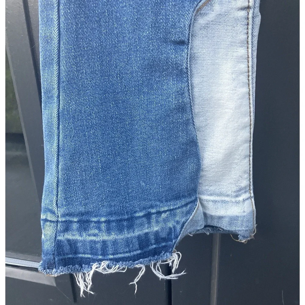 GUAPI Mens Size 28 Wavy Stacked Jeans Two Tone Patchwork Streetwear Blue - Picture 5 of 10